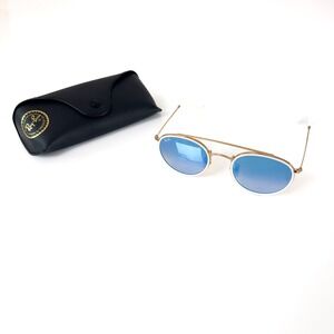Ray-Ban Round Double Bridge Sunglasses Gold White Blue Gradient
